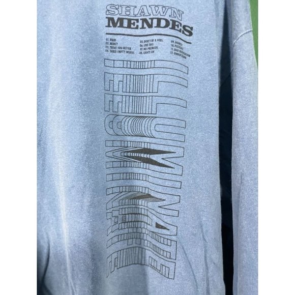Shawn Mendes - Illuminate - Men's LIght Blue Long Sleeve Logo T-Shirt - Size L - Picture 2 of 5